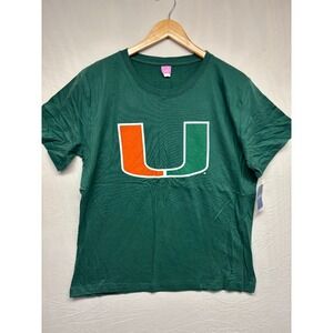 Miami Hurricanes Football LAT Genuine College Shirt Women's Green Graphic XL‎